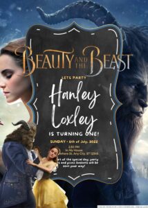 Beauty and the Beast Birthday Invitation