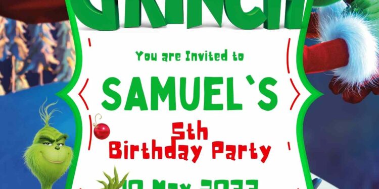 The Grinch Birthday Invitation