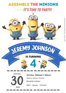 ( Free Editable Word ) Minions Birthday Invitation Templates A