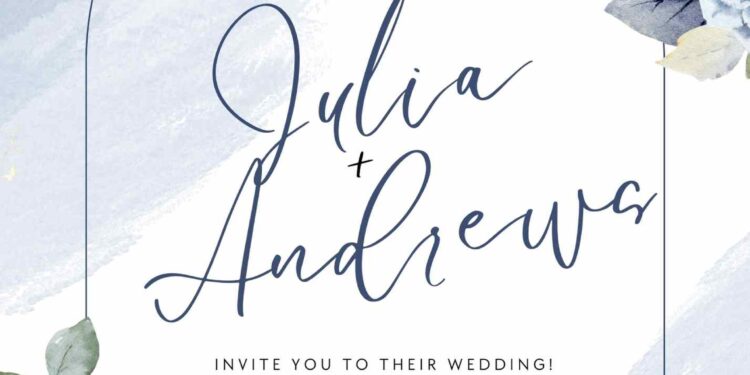 FREE Editable Dusty Blue Wedding Invitation