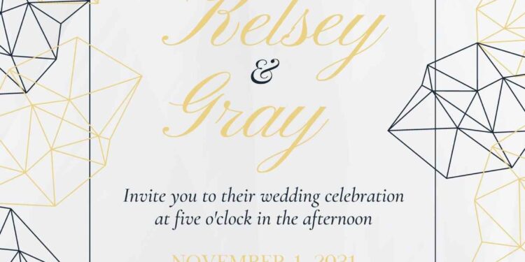 FREE Editable Geometric Elegance Wedding Invitation