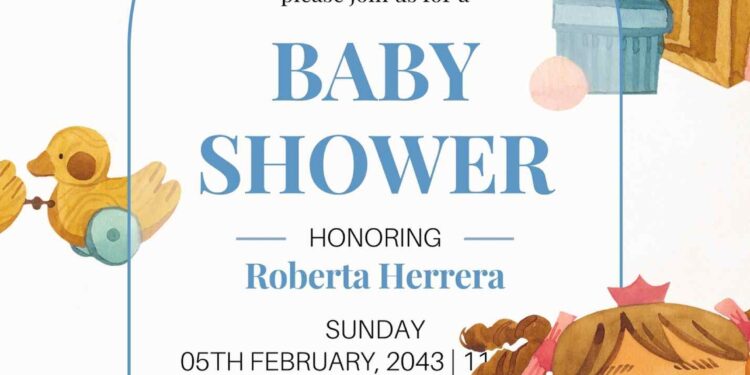 Handdrawn Toys Baby Shower Invitation