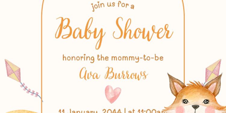 FREE Editable Little Fox Baby Shower Invitation