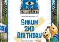 Monster University Birthday Invitation