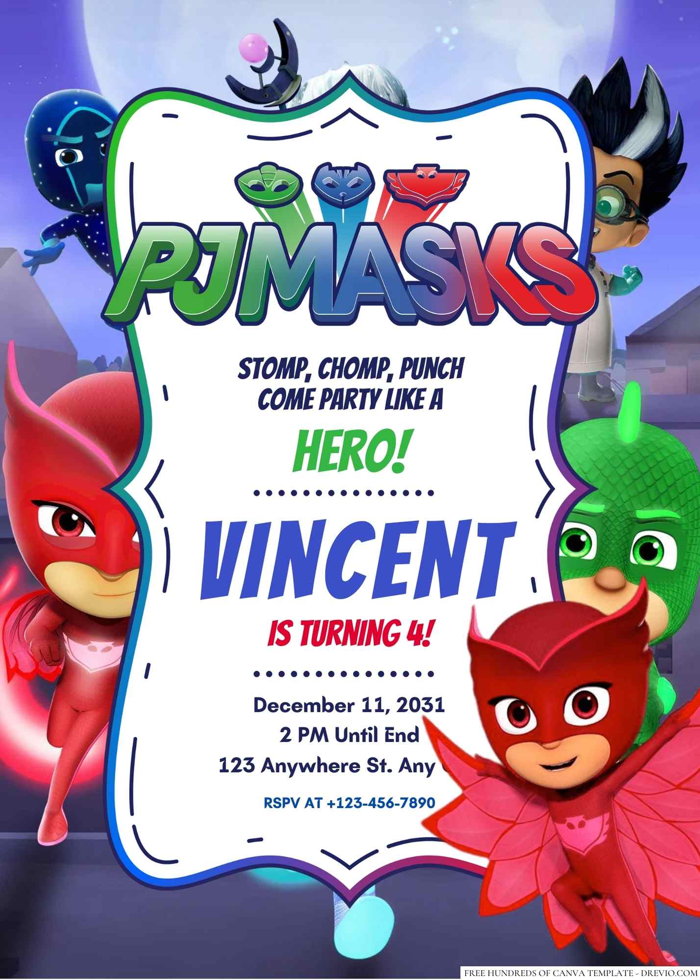 FREE PJ Masks Birthday Invitation Templates - FRIDF - Download Free PDF ...