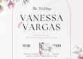 FREE Editable Pink Flower Elegant White Background Wedding Invitation