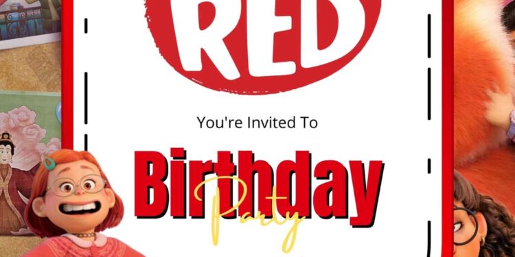 Turning Red Birthday Invitation