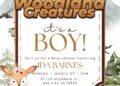 Woodland Creatures Baby Shower Invitation