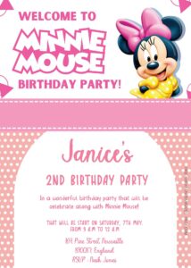( Free Editable PDF ) Minnie Mouse Birthday Invitation Templates