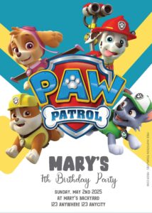( Free Editable PDF ) Paw Patrol Birthday Invitation Templates