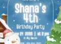 FREE Editable Winter Wonderland Birthday Invitation