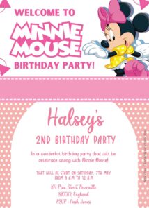 ( Free Editable PDF ) Minnie Mouse Birthday Invitation Templates