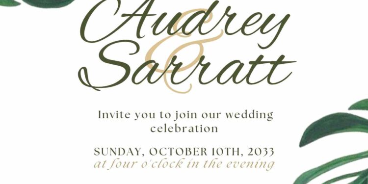 FREE Editable Bold Botanicals Wedding Invitation