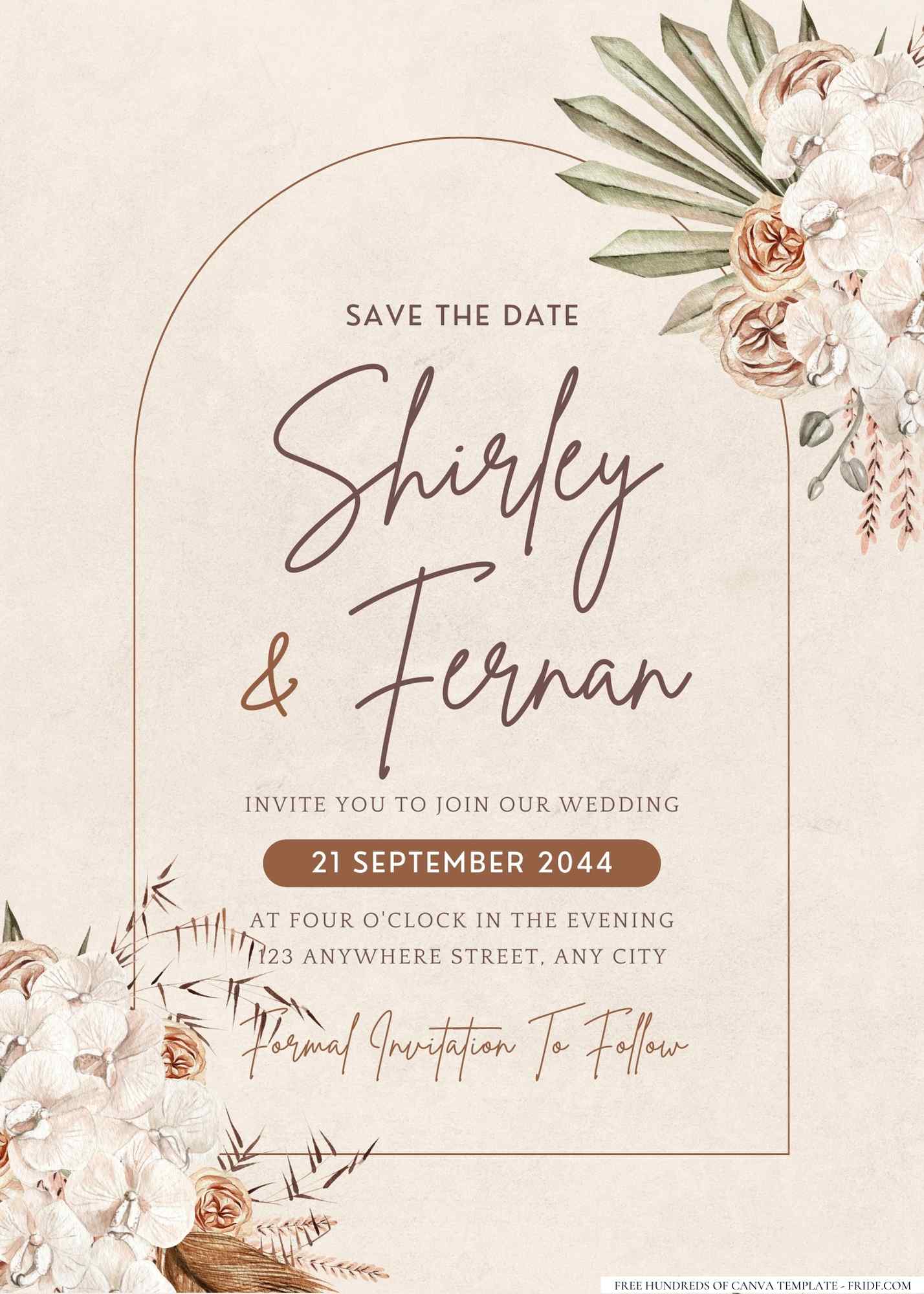 Chic Bohemian Wedding Invitation Templates - FRIDF - Download Free PDF ...
