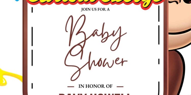 FREE Editable Curious George Baby Shower Invitation