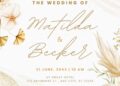 FREE Editable Delicate Gold Floral Wedding Invitation