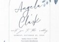 FREE Editable Indigo Leaves Watercolor Wedding Invitation