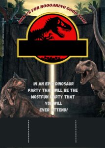 FREE Jurassic World Dinosaur Party Birthday Invitation Templates Eight