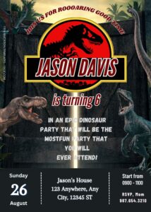FREE Jurassic World Dinosaur Party Birthday Invitation Templates Eleven