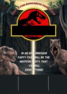 FREE Jurassic World Dinosaur Party Birthday Invitation Templates Four