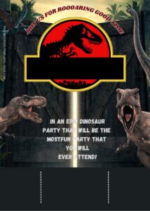 FREE Jurassic World Dinosaur Party Birthday Invitation Templates Fourteen