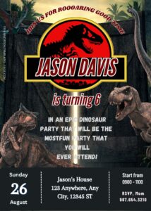 FREE Jurassic World Dinosaur Party Birthday Invitation Templates Seven