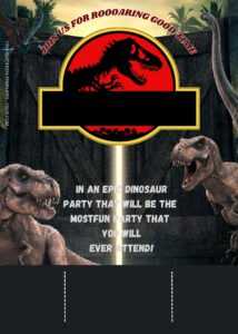 FREE Jurassic World Dinosaur Party Birthday Invitation Templates Six