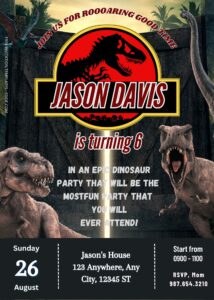 FREE Jurassic World Dinosaur Party Birthday Invitation Templates Three