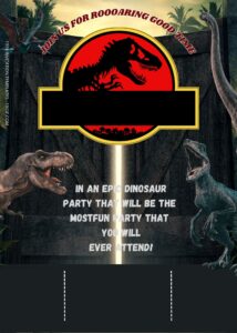 FREE Jurassic World Dinosaur Party Birthday Invitation Templates Twelve