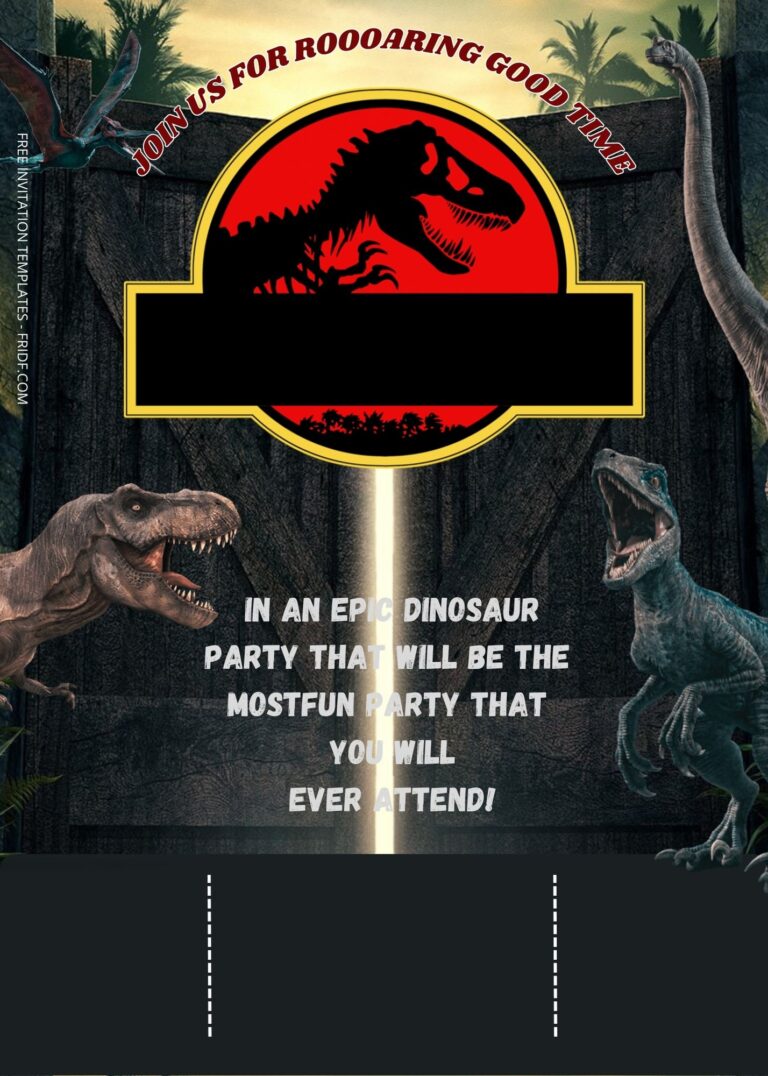 FREE Jurassic World Dinosaur Party Birthday Invitation Templates ...