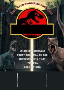 FREE Jurassic World Dinosaur Party Birthday Invitation Templates Two