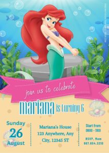 FREE Little Mermaid Underwater Birthday Invitation Templates Eleven