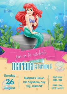 FREE Little Mermaid Underwater Birthday Invitation Templates Five