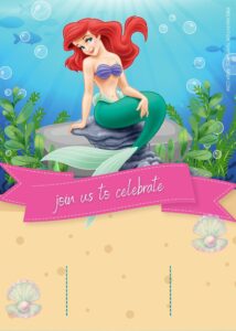 FREE Little Mermaid Underwater Birthday Invitation Templates Four