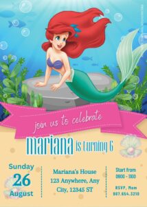 FREE Little Mermaid Underwater Birthday Invitation Templates Nine