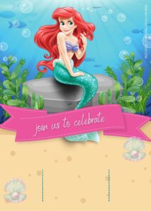 FREE Little Mermaid Underwater Birthday Invitation Templates Six