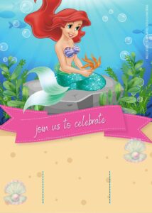 FREE Little Mermaid Underwater Birthday Invitation Templates Two