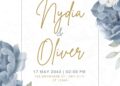 FREE Editable Navy Blue Floral Wedding Invitation