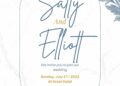 FREE Editable Navy Blue Line Floral Wedding Invitation
