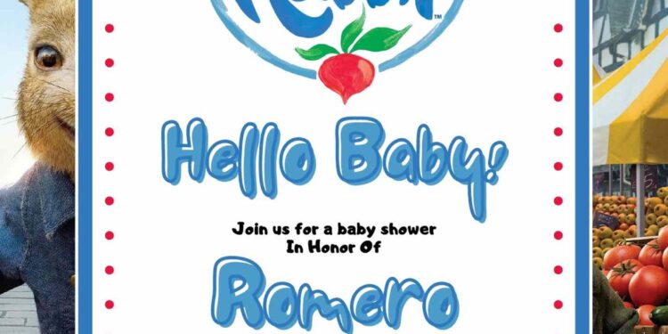FREE Editable Peter Rabbit Baby Shower Invitation