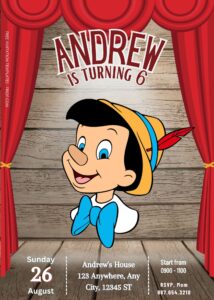FREE Pinocchio Birthday Invitation Templates Nine