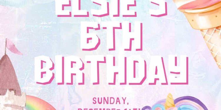 FREE Editable Rainbow Unicorn Birthday Invitation