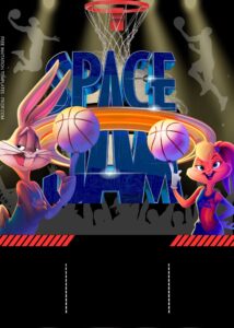 FREE Space Jam Basketball Birthday Invitation Templates Two