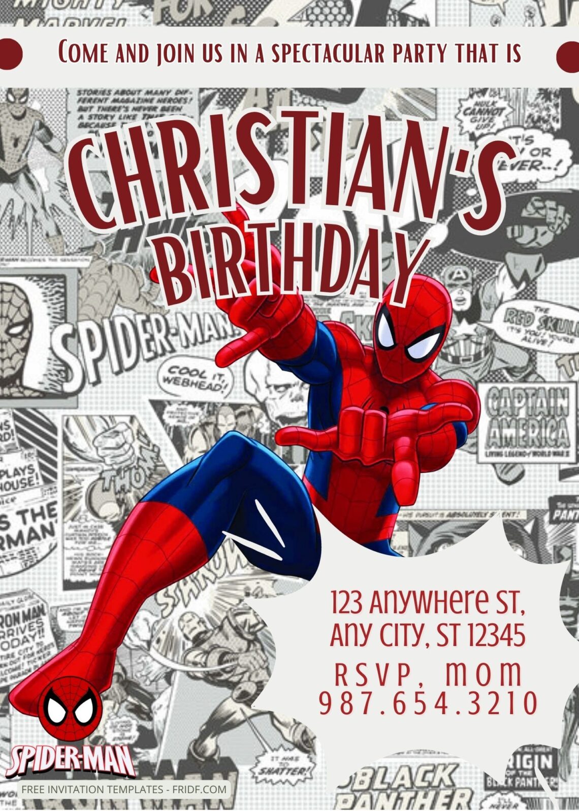 FREE Spiderman Birthday Invitation Templates FREE Spiderman Birthday Invitation Templates