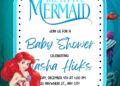 FREE Editable The Little Mermaid Baby Shower Invitation