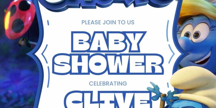 FREE Editable The Smurfs Baby Shower Invitation