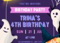 FREE Editable Witch Riding Birthday Invitation