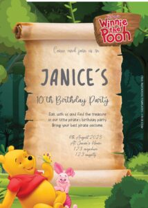 ( Free Editable PDF ) Winnie The Pooh Birthday Invitation Templates One