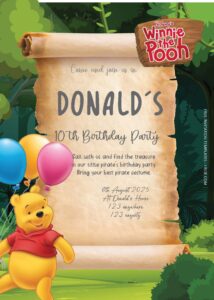 ( Free Editable PDF ) Winnie The Pooh Birthday Invitation Templates Three