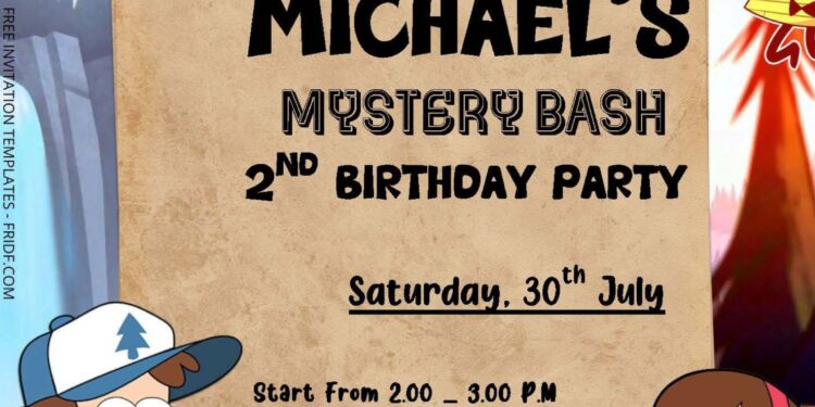 Free Editable Word - Gravity Falls Birthday Invitation Templates One